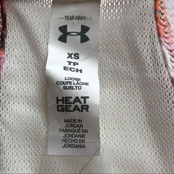 Under Armour Heat Gear Athletic top White/Orange/Pink XS NWT - Picture 5 of 8